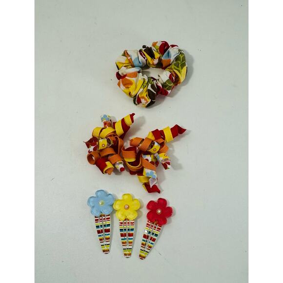 Gymboree Tropical Garden  -6 Piece Accessory Lot Elastic Barrette Scrunchie - Picture 1 of 5
